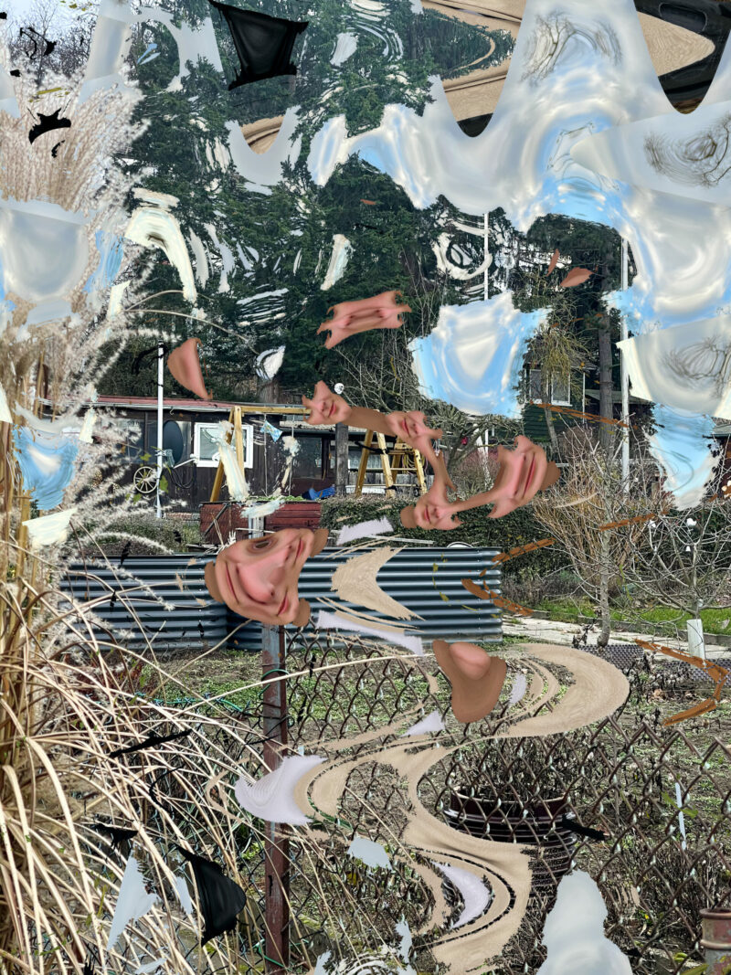 Fotografische Collage: Im Hintergrund eine Stadtszene, überlagert ein stark verzerrtes Porträt einers jungen Menschen.